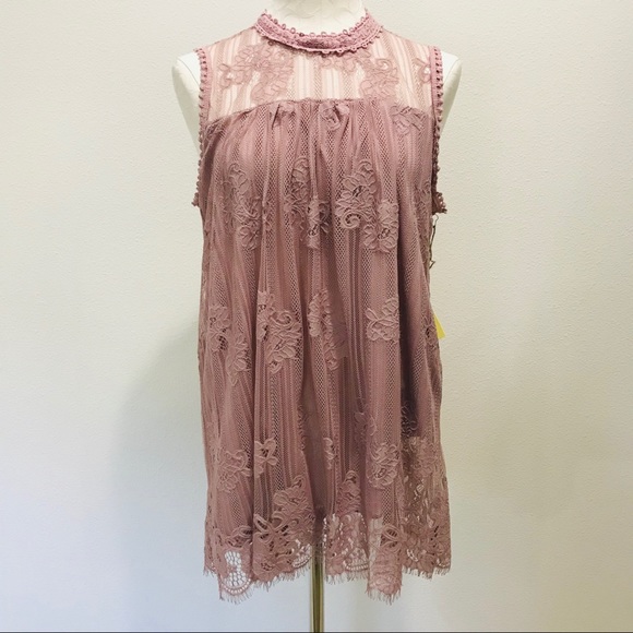 Tops - 🆕 Boho Mauve Lace Tank Plus